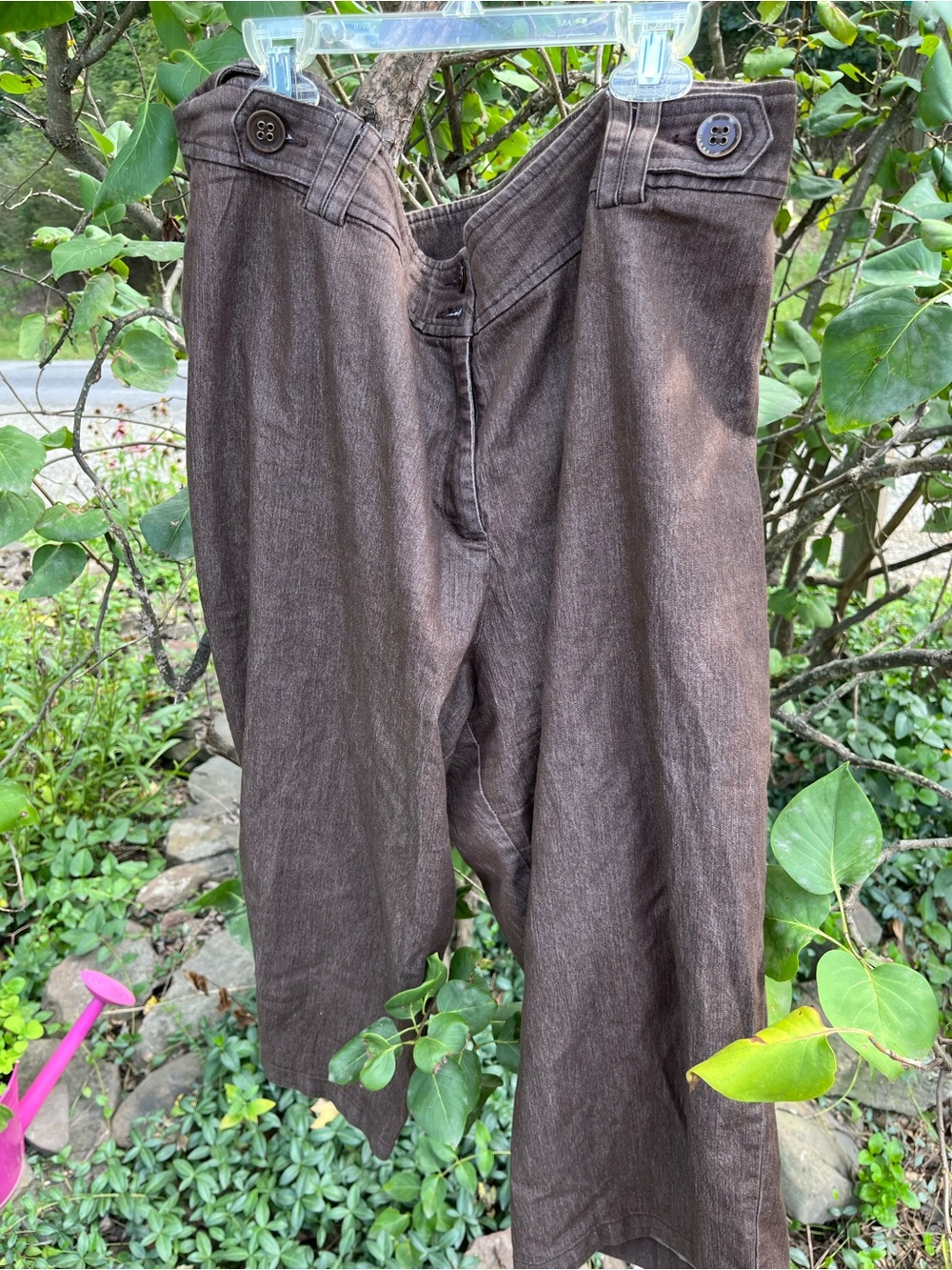 Cato Brown Capris with Buttoned Waist